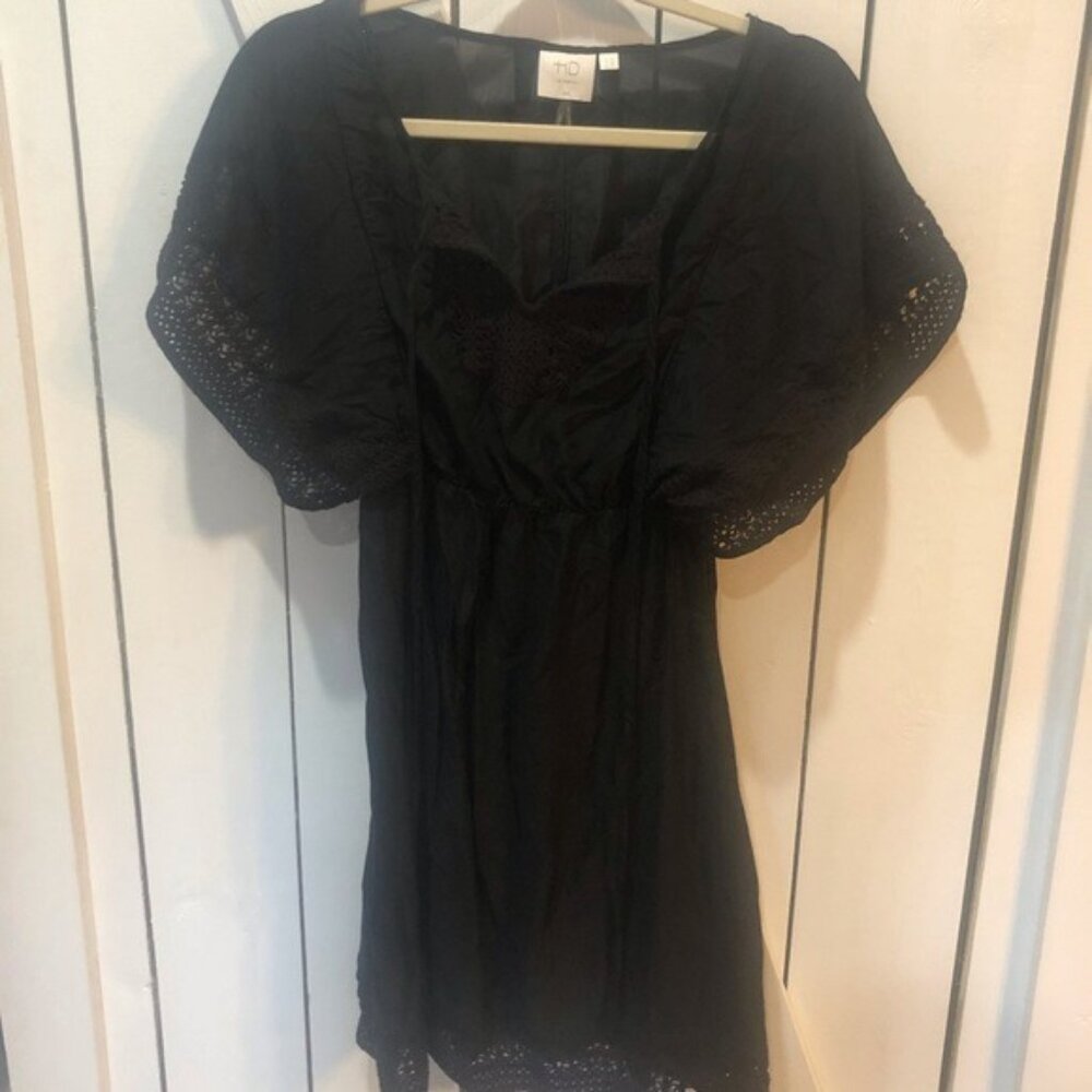 Black HD In Paris Anthro Sheer Puff Sleeve Mini Dress Size 00